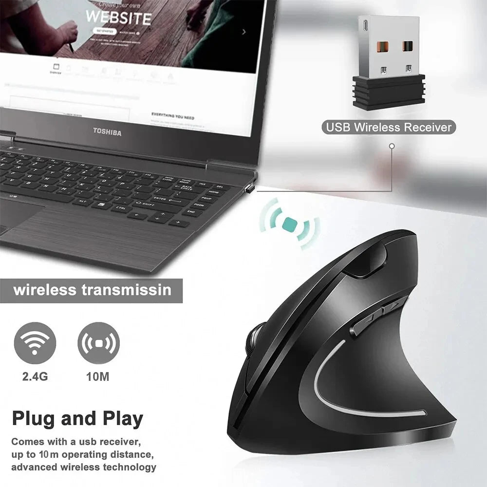 Ergonomic Vertical Wireless Mouse